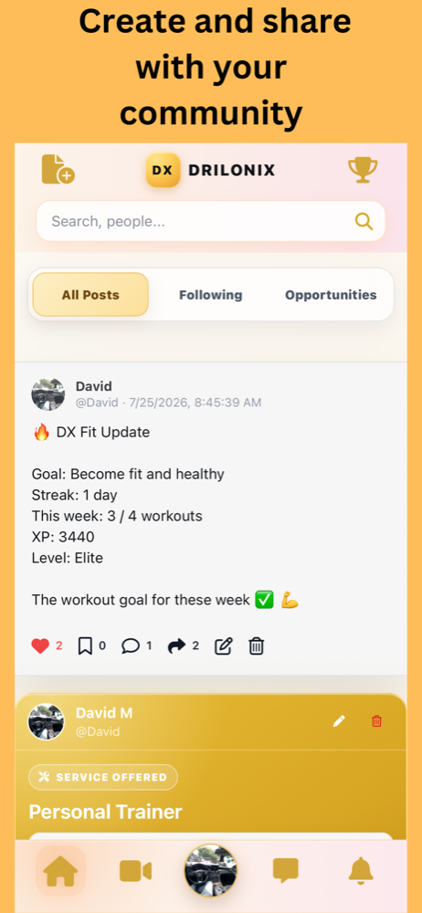 Create and share posts with the Drilonix community